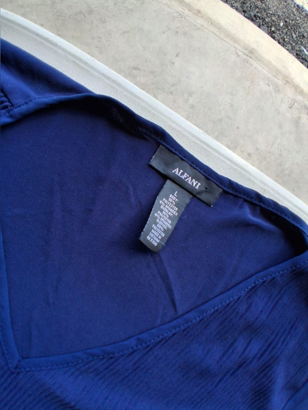 Alfani Navy V-Neck Top